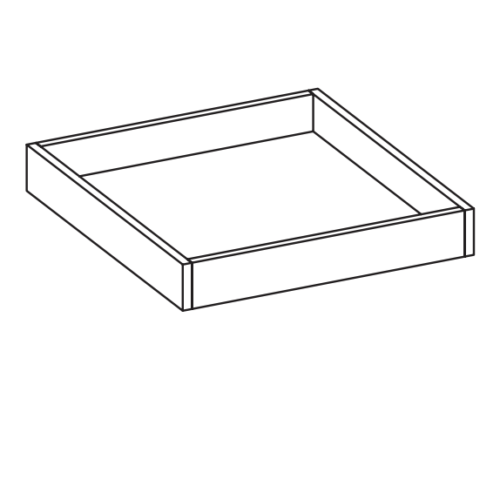 3D wireframe of a simple rectangular box frame.